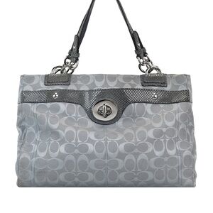 Coach Penelope Signature Logo Jacquard Silver/Grey Carryall style# F16540